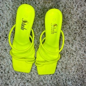 Open back flare heels